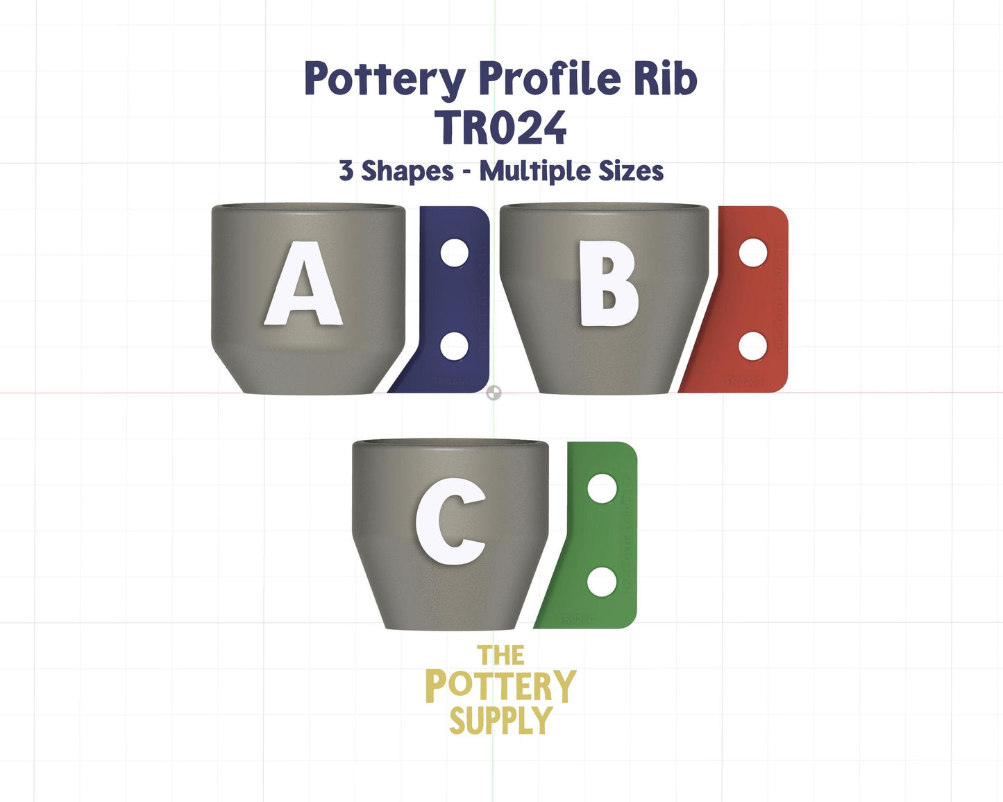 Profile ribs for mugs and cups, Pottery Throwing Rib, Ceramic Shaping Tool Multiple sizes, Clay Shaper, Made in the USA | (TR024)