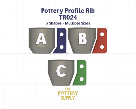 Profile ribs for mugs and cups, Pottery Throwing Rib, Ceramic Shaping Tool Multiple sizes, Clay Shaper, Made in the USA | (TR024)